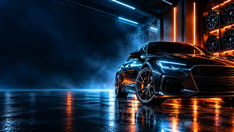 Спортивный автомобиль в премиальном автосалоне